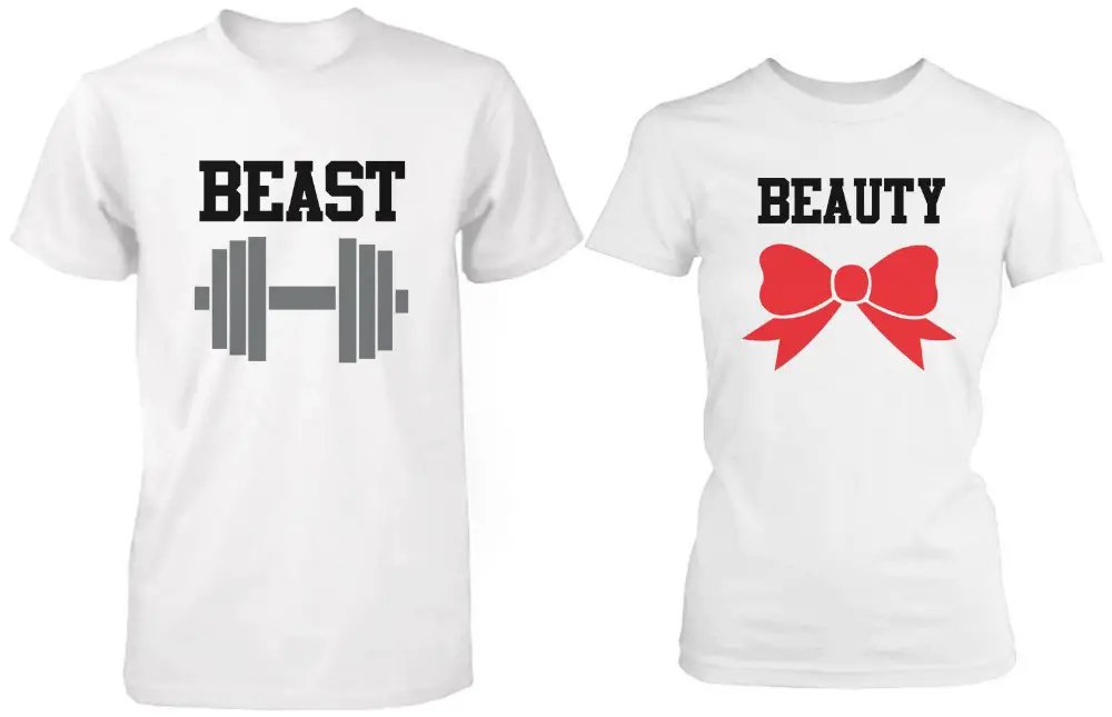 camisetas para novios bella y bestia