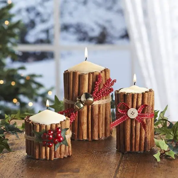 adornos navideños velas de madera