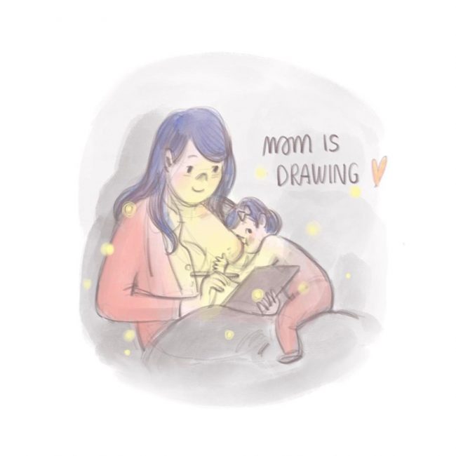 ilustraciones de lactancia y maternidad