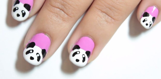 Decoración de uñas oso panda