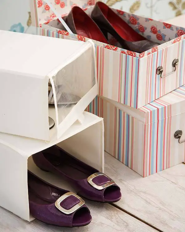 ideas para guardar zapatos cajas cartón