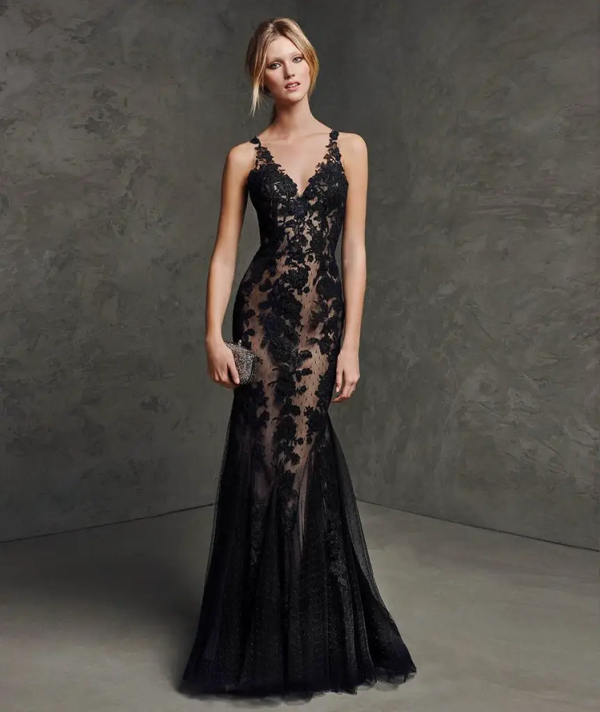 vestidos de encaje largo de noche