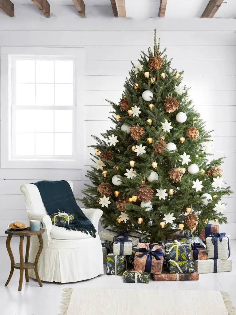 como decorar un árbol de navidad natural nordico