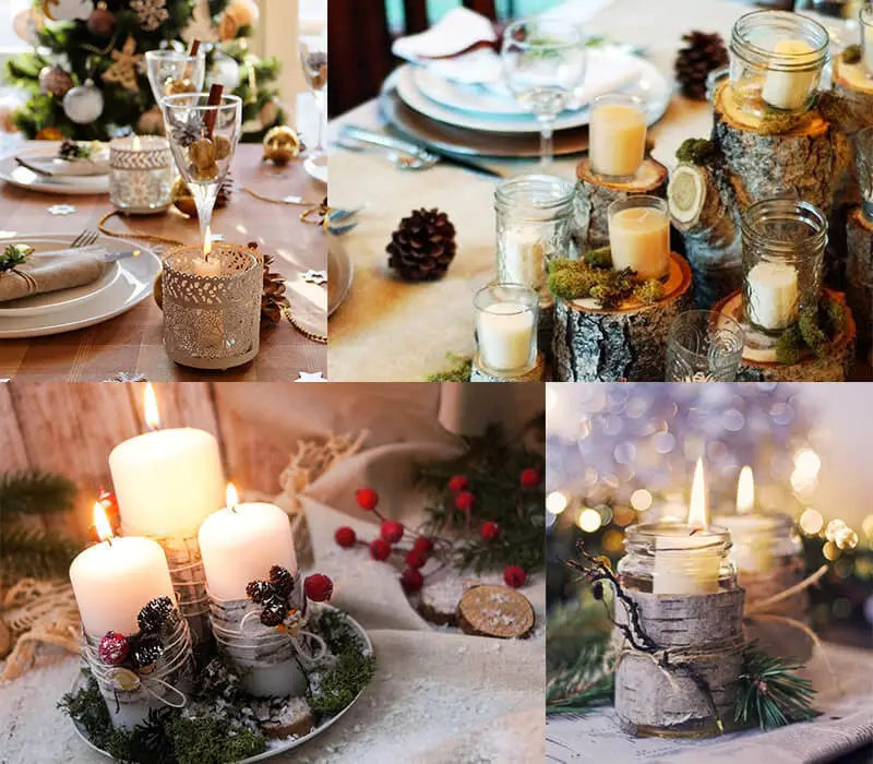 decoración de mesa navideña velas
