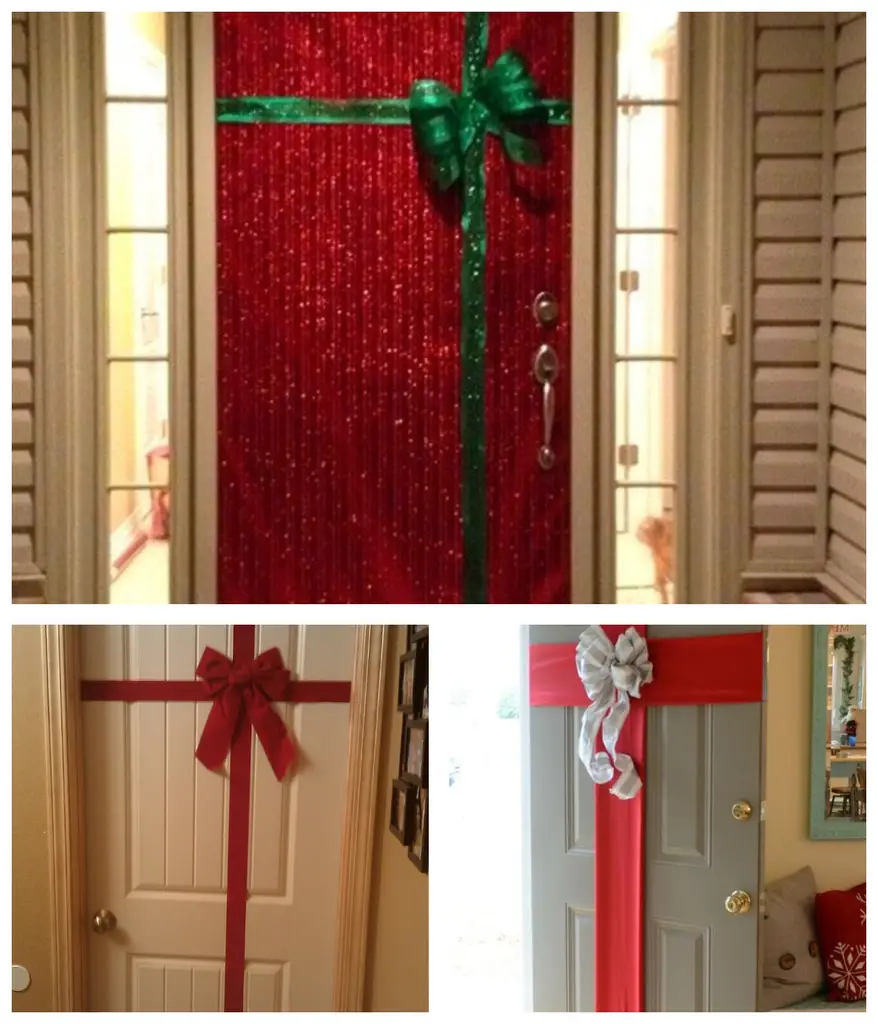 puertas decoradas de envoltorio de regalo