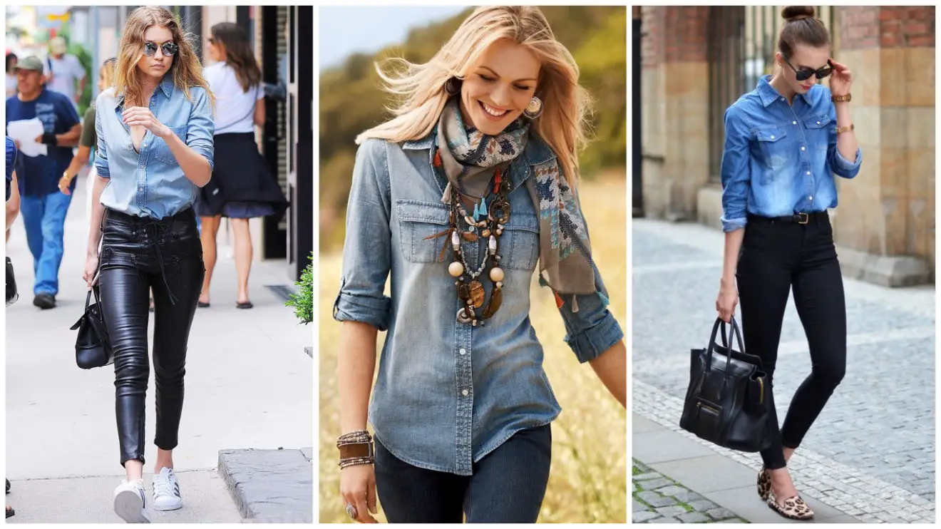 outfit blusa de mezclilla mujer