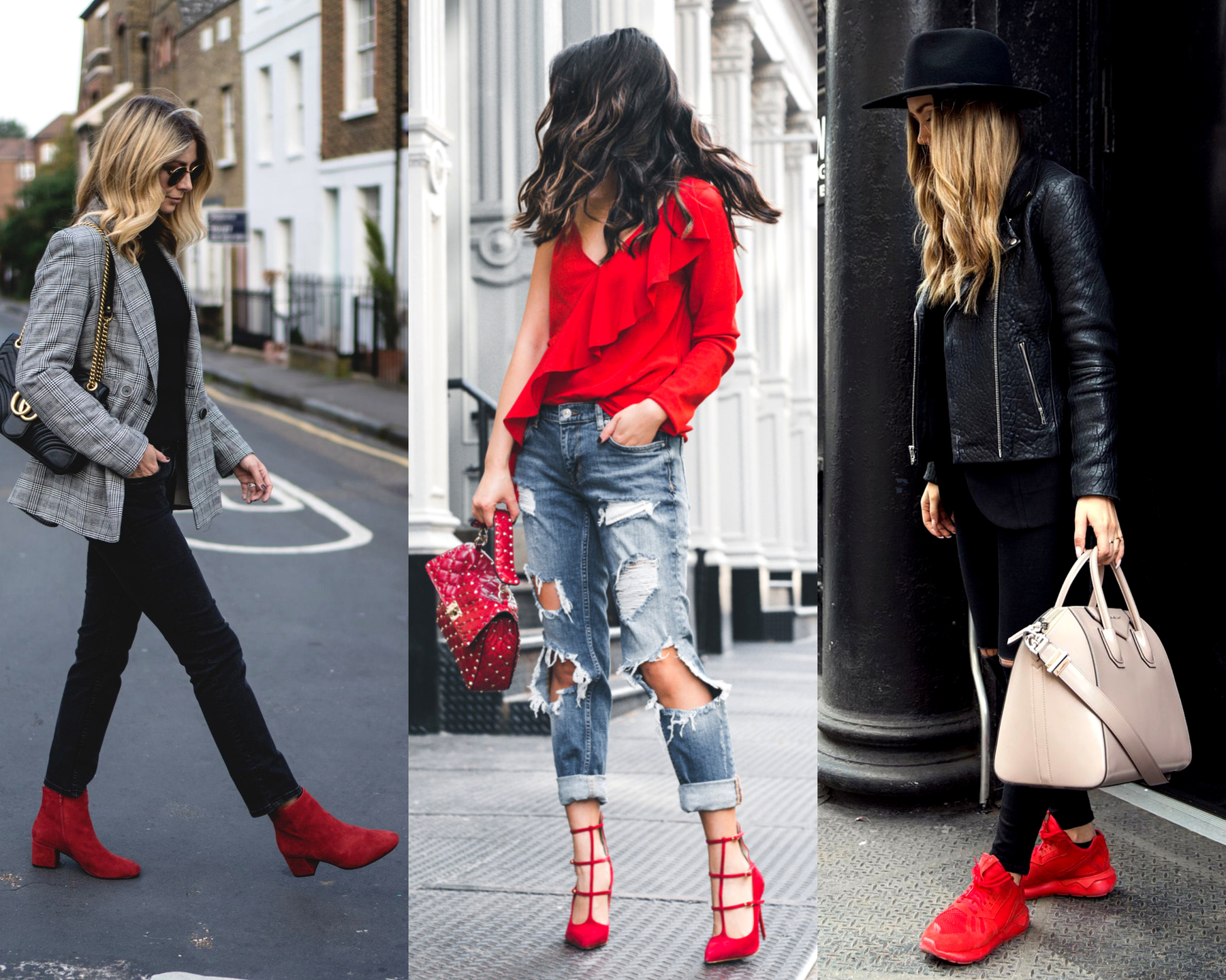 Combinación de colores y ropa en zapatos de mujer