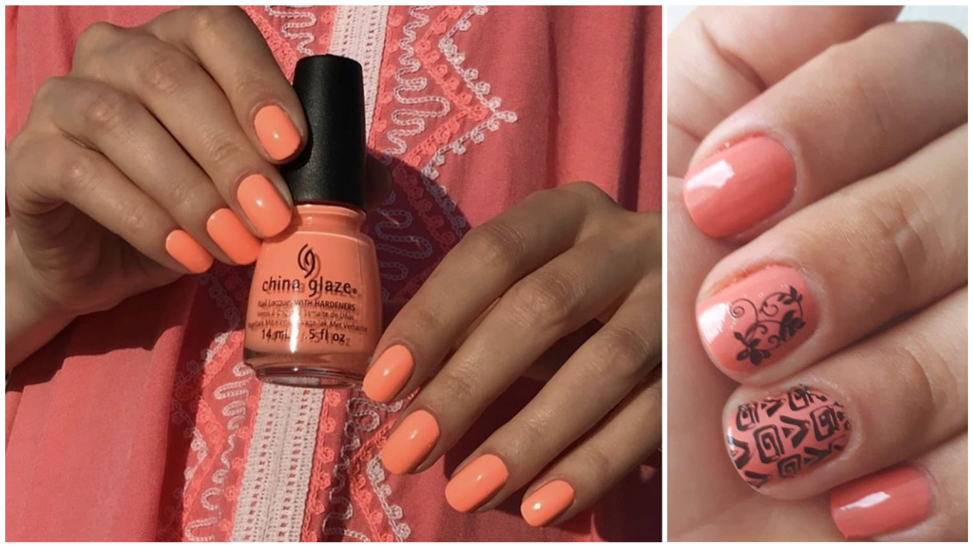 Uñas color coral con diseños bonitos y fáciles llenos de color