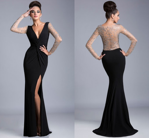 VESTIDO DE GALA PLATEADO Y CAFÉ STRAPLESS CON DETALLES DE PEDRERÍA / 2 –  MUNSHOP