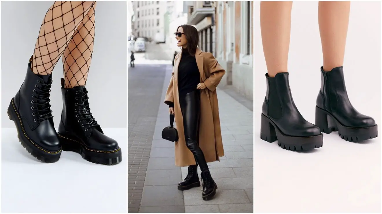 outfit botas negras plataforma
