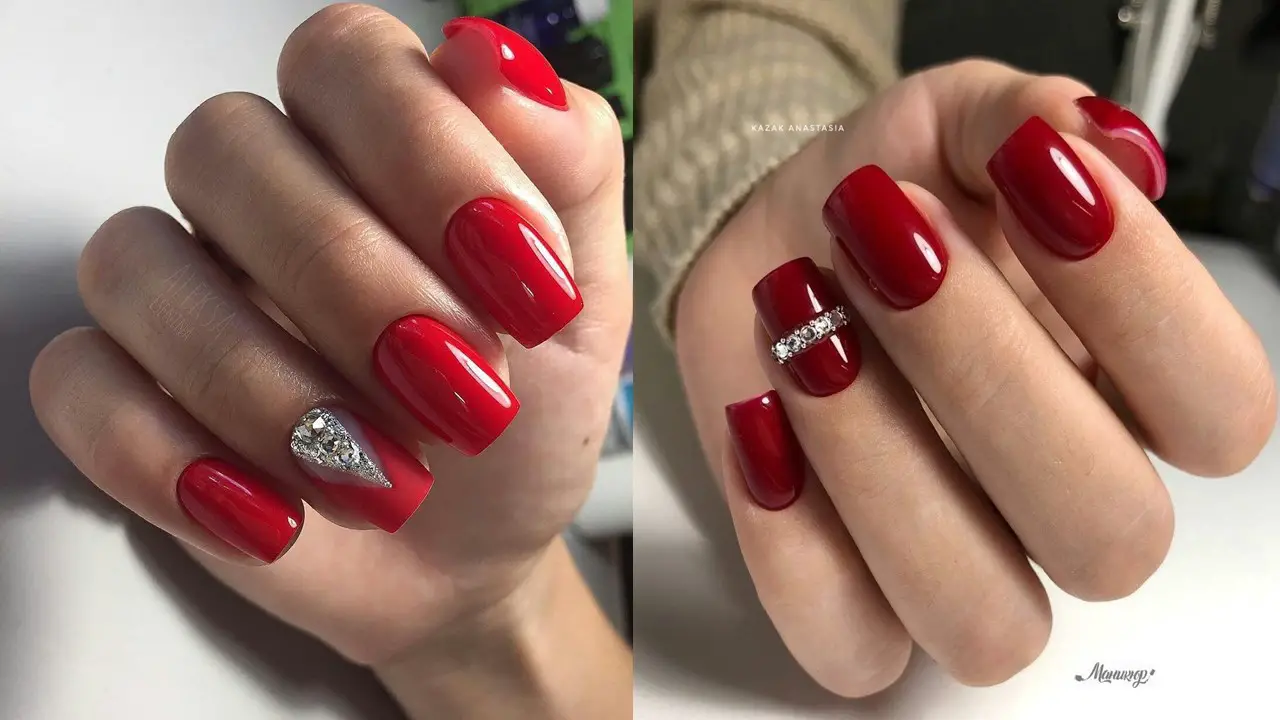 Decoración en uñas rojas